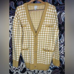 Joie Gingham gold cardigan